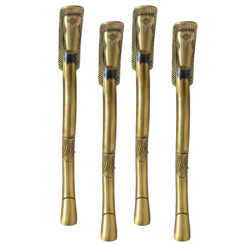 Brass-Finished Aluminum Door Handle with Egyptian Horse Design – A Symbol of Strength