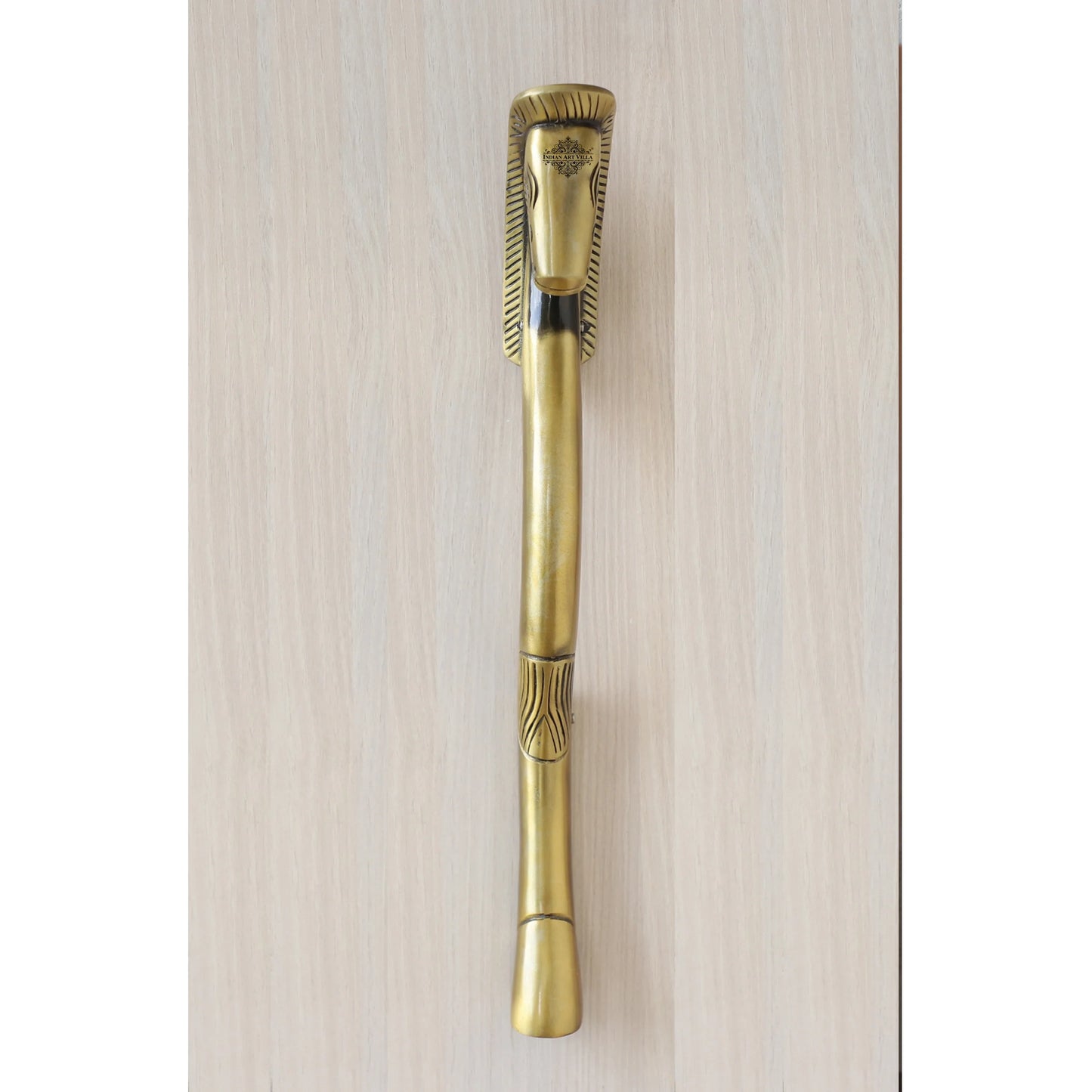 Brass-Finished Aluminum Door Handle with Egyptian Horse Design – A Symbol of Strength