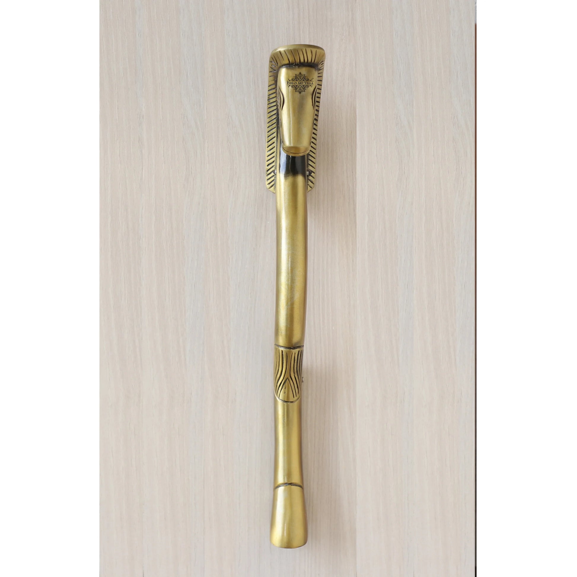 Brass-Finished Aluminum Door Handle with Egyptian Horse Design – A Symbol of Strength