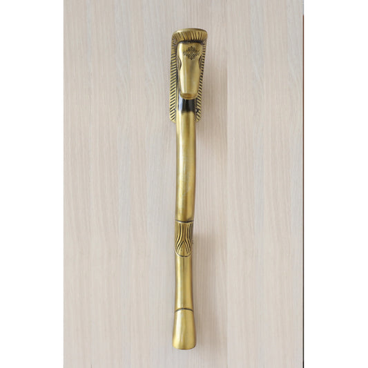 Brass-Finished Aluminum Door Handle with Egyptian Horse Design – A Symbol of Strength