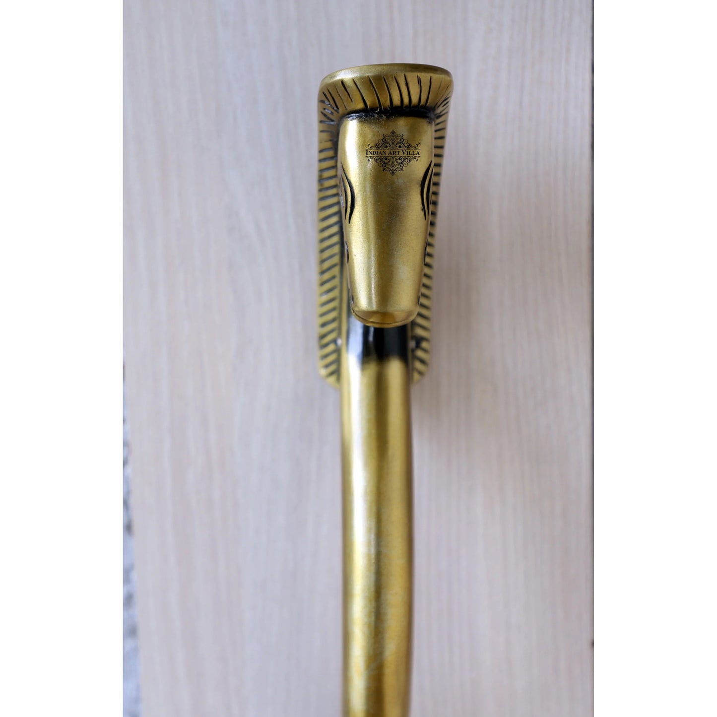 Brass-Finished Aluminum Door Handle with Egyptian Horse Design – A Symbol of Strength