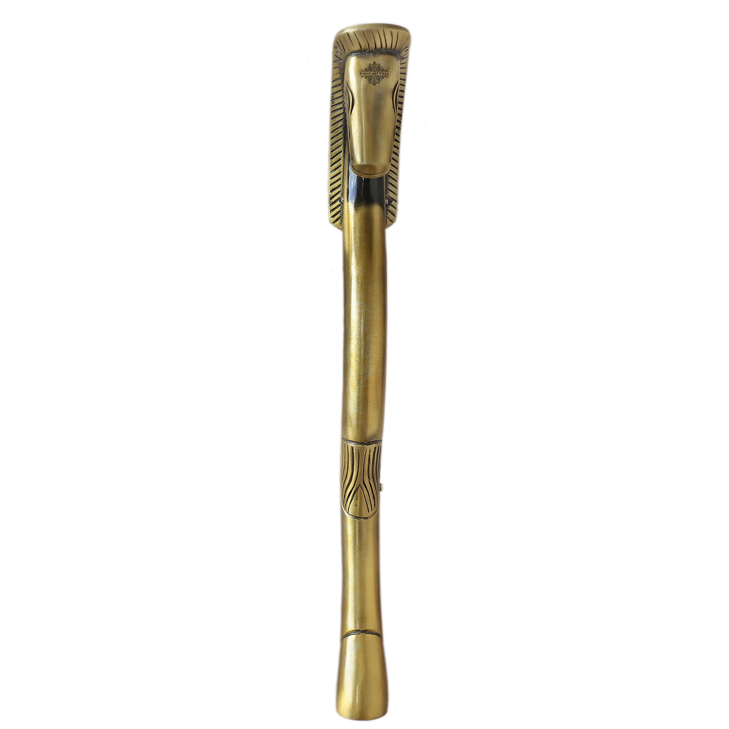 Brass-Finished Aluminum Door Handle with Egyptian Horse Design – A Symbol of Strength