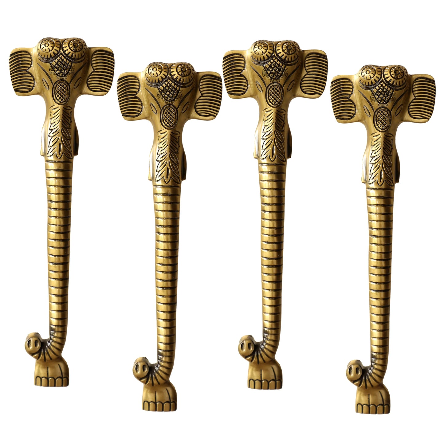 Brass-Finished Aluminum Door Handle With Elephant Head Design Door Handle, Height - 38.10 cm