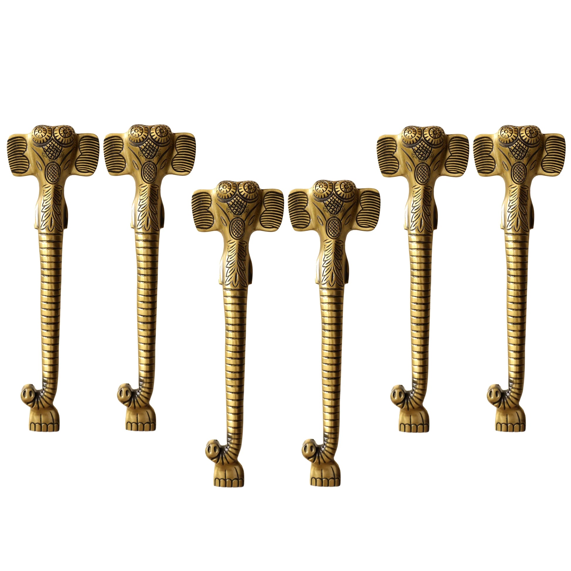Brass-Finished Aluminum Door Handle With Elephant Head Design Door Handle, Height - 38.10 cm