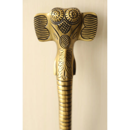 Brass-Finished Aluminum Door Handle With Elephant Head Design Door Handle, Height - 38.10 cm
