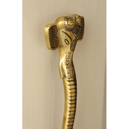 Brass-Finished Aluminum Door Handle With Elephant Head Design Door Handle, Height - 38.10 cm