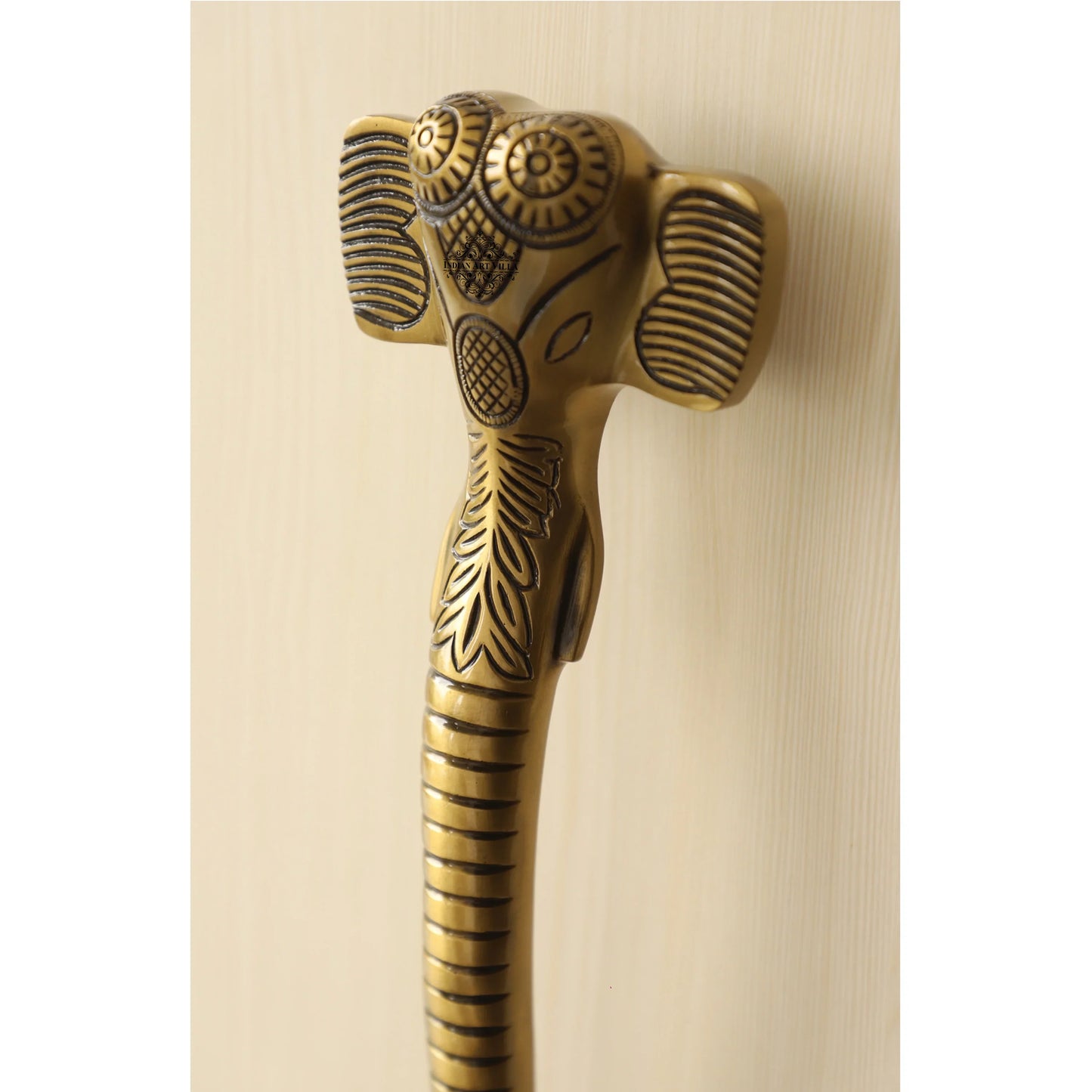Brass-Finished Aluminum Door Handle With Elephant Head Design Door Handle, Height - 38.10 cm