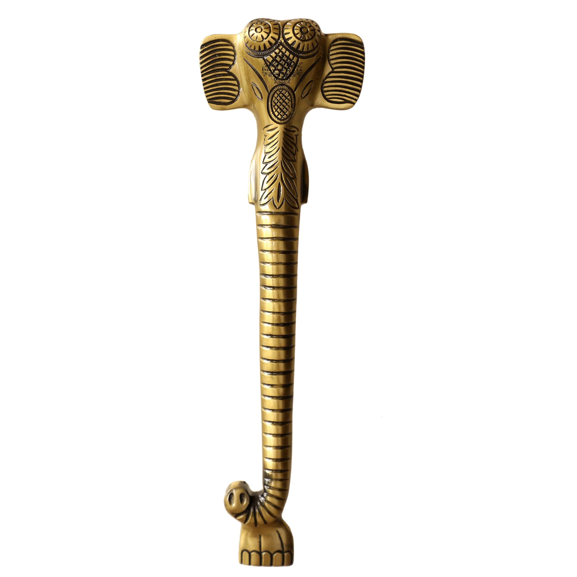 Brass-Finished Aluminum Door Handle With Elephant Head Design Door Handle, Height - 38.10 cm