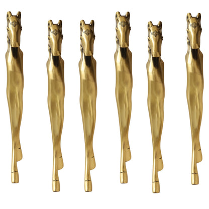 Brass-Finished Aluminum Door Handle With Horse Head Design Door Handle, Height - 38.10 cm