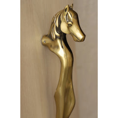 Brass-Finished Aluminum Door Handle With Horse Head Design Door Handle, Height - 38.10 cm