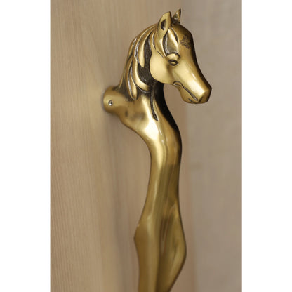 Brass-Finished Aluminum Door Handle With Horse Head Design Door Handle, Height - 38.10 cm