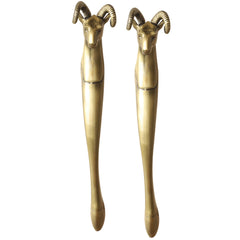 Brass-Finished Aluminum Door Handle With Sheep Head Design Door Handle, Height - 33.02 cm