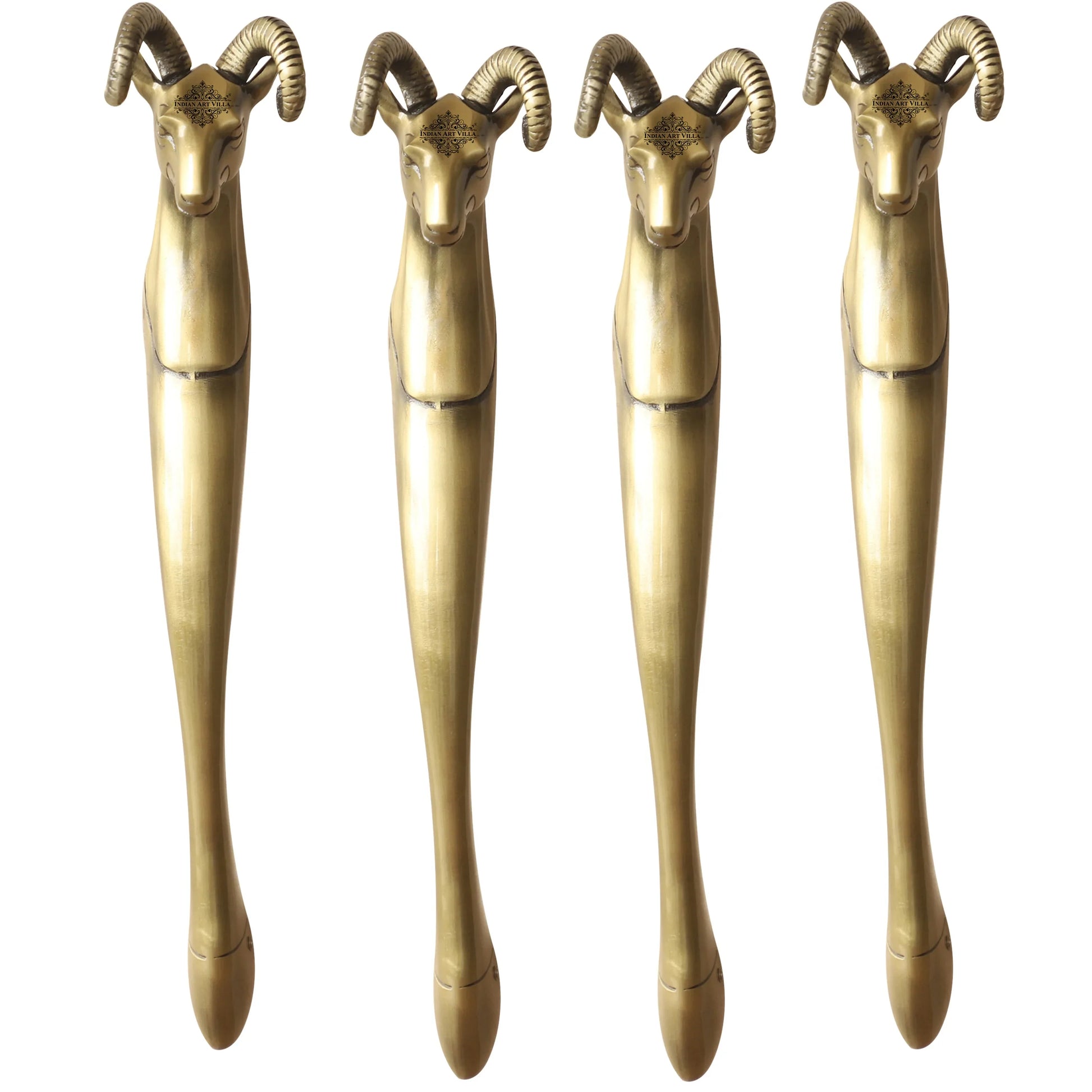 Brass-Finished Aluminum Door Handle With Sheep Head Design Door Handle, Height - 33.02 cm