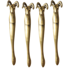 Brass-Finished Aluminum Door Handle With Sheep Head Design Door Handle, Height - 33.02 cm