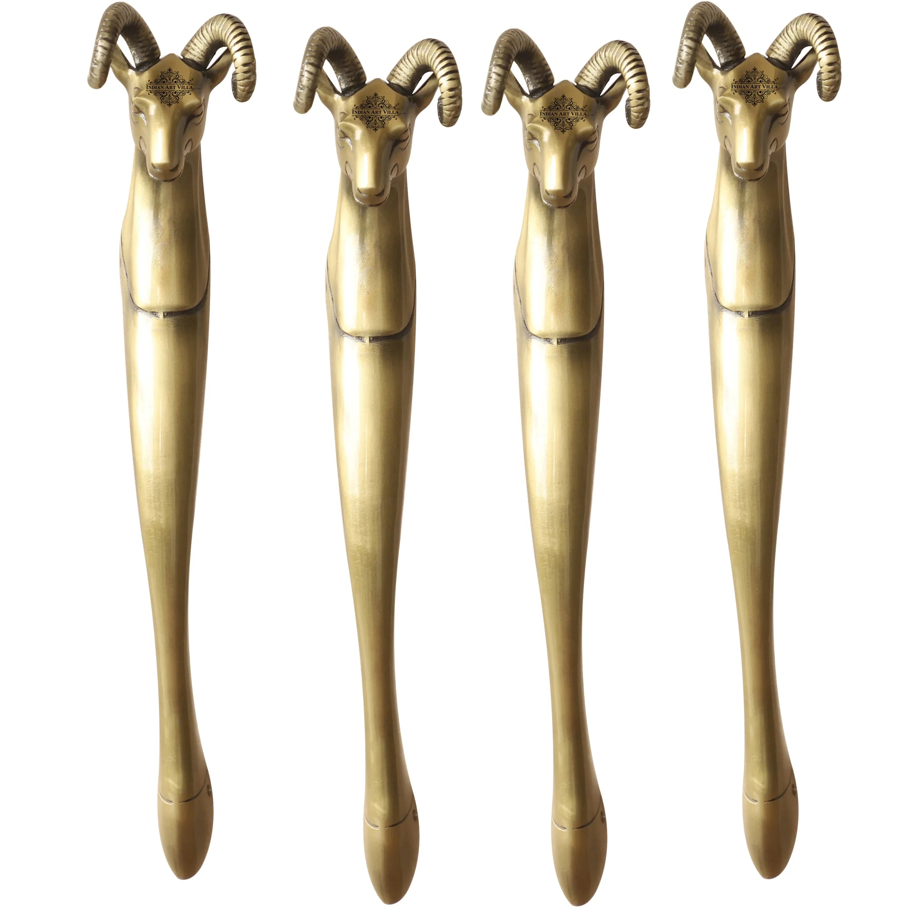 Brass-Finished Aluminum Door Handle With Sheep Head Design Door Handle, Height - 33.02 cm