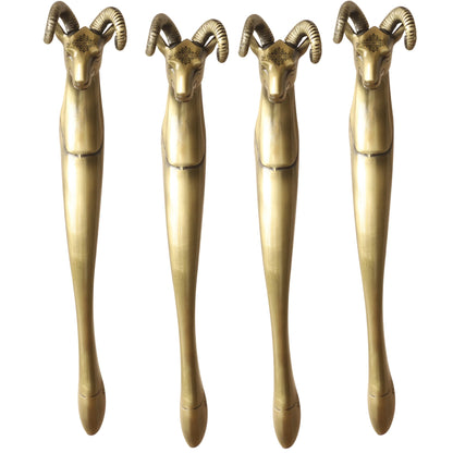 Brass-Finished Aluminum Door Handle With Sheep Head Design Door Handle, Height - 33.02 cm