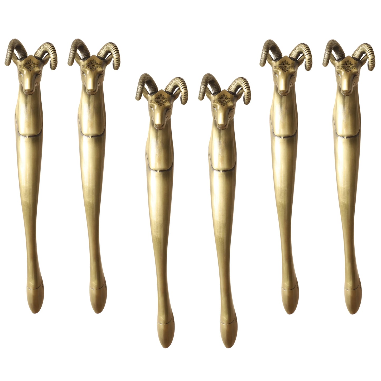 Brass-Finished Aluminum Door Handle With Sheep Head Design Door Handle, Height - 33.02 cm