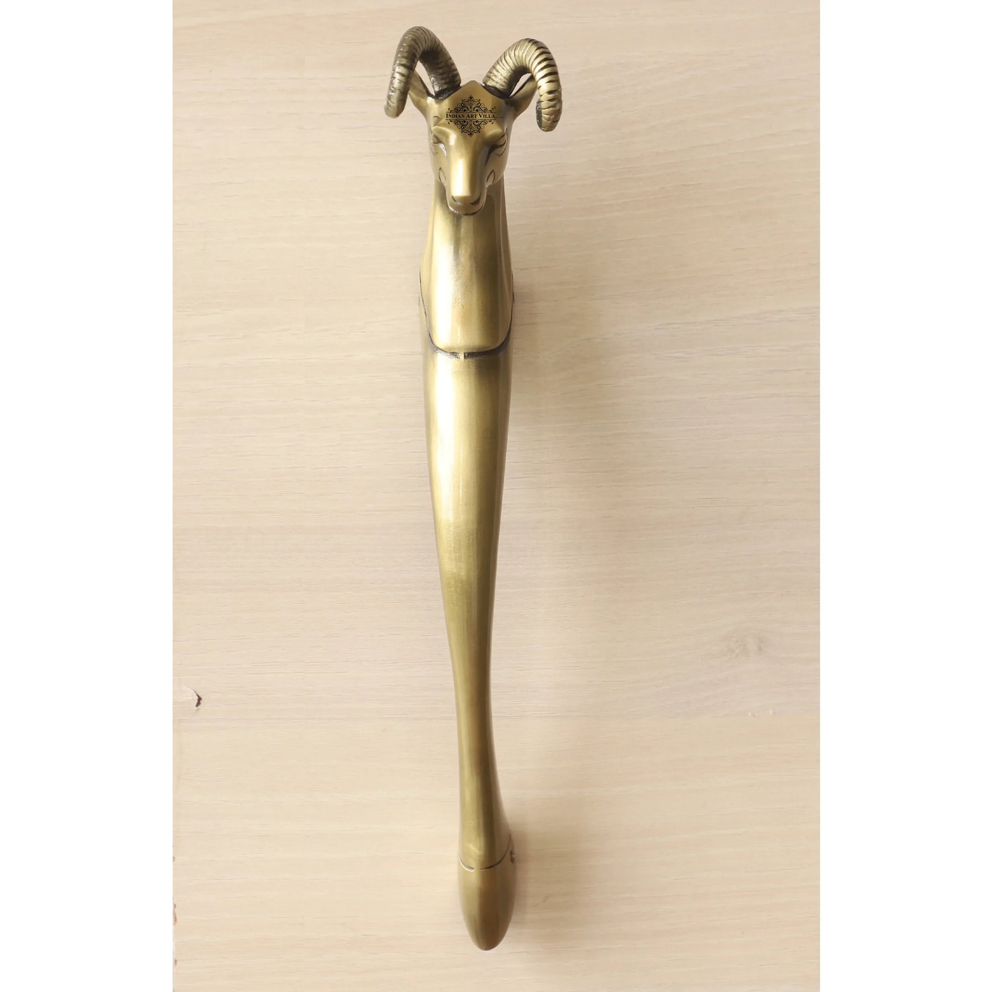 Brass-Finished Aluminum Door Handle With Sheep Head Design Door Handle, Height - 33.02 cm