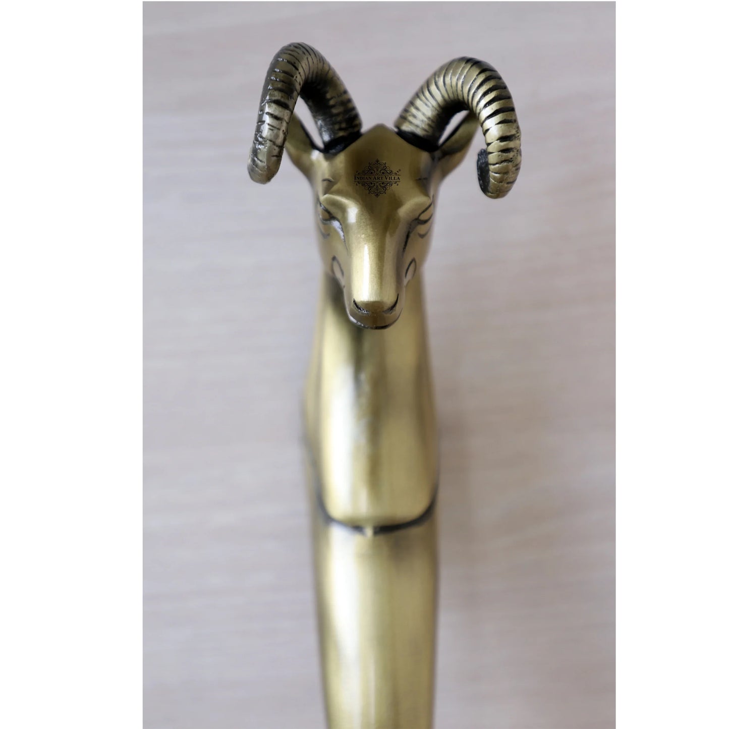 Brass-Finished Aluminum Door Handle With Sheep Head Design Door Handle, Height - 33.02 cm