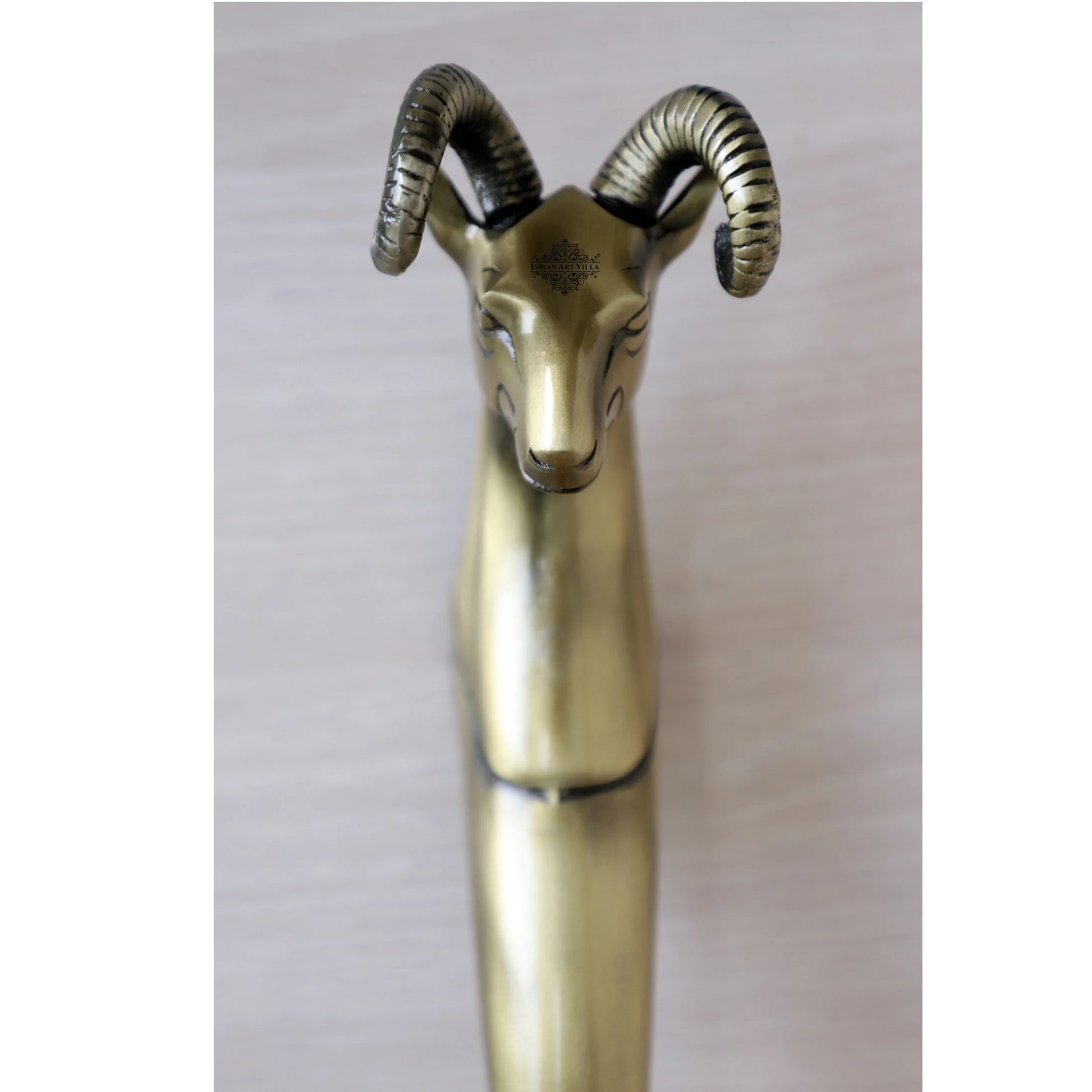 Brass-Finished Aluminum Door Handle With Sheep Head Design Door Handle, Height - 33.02 cm