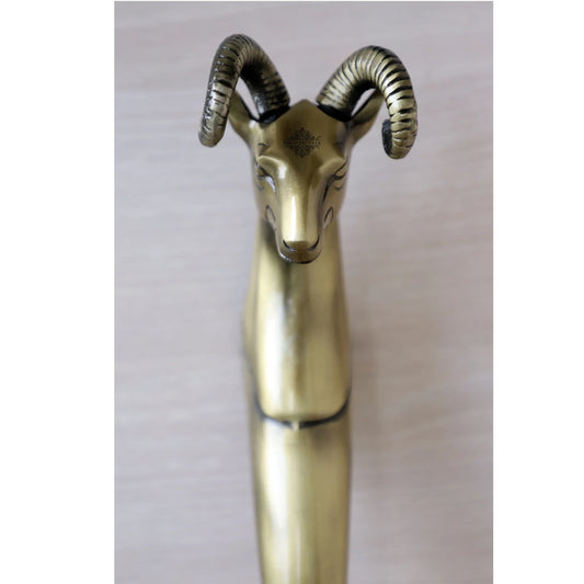 Brass-Finished Aluminum Door Handle With Sheep Head Design Door Handle, Height - 33.02 cm