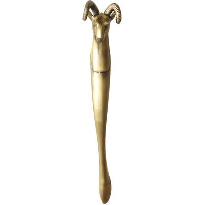 Brass-Finished Aluminum Door Handle With Sheep Head Design Door Handle, Height - 33.02 cm