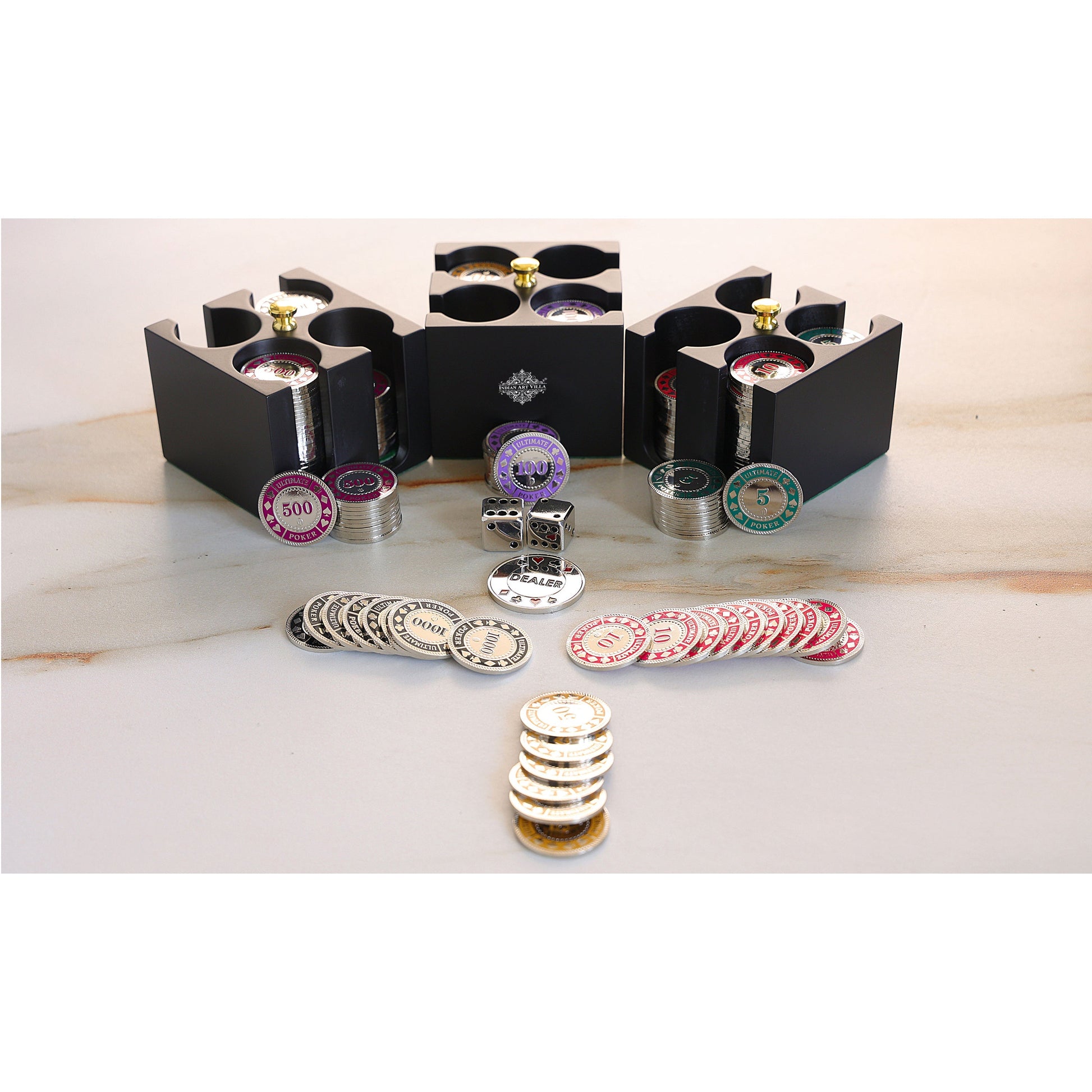 Brass Poker Set With Nickel Plating, (300 chips)