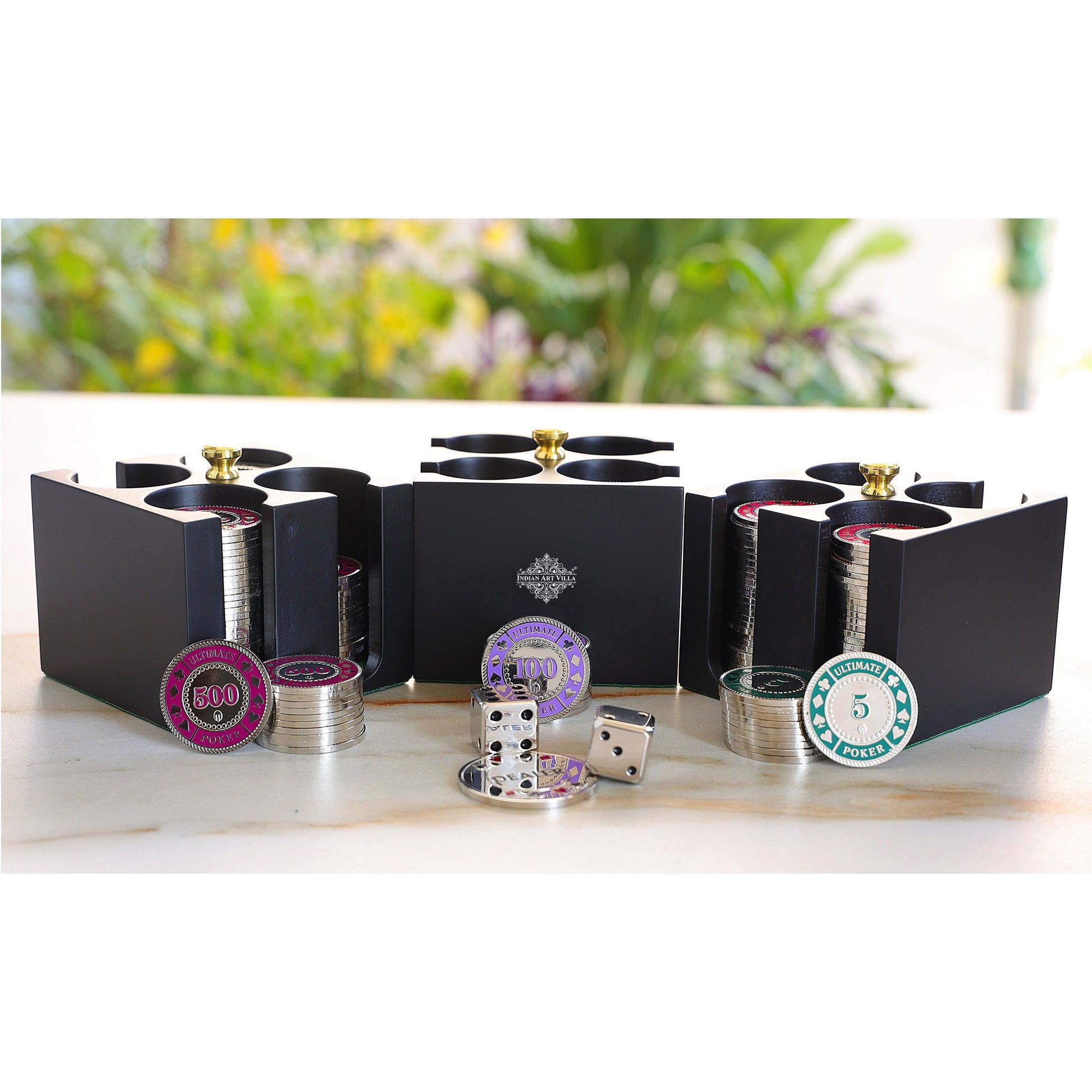 Brass Poker Set With Nickel Plating, (300 chips)