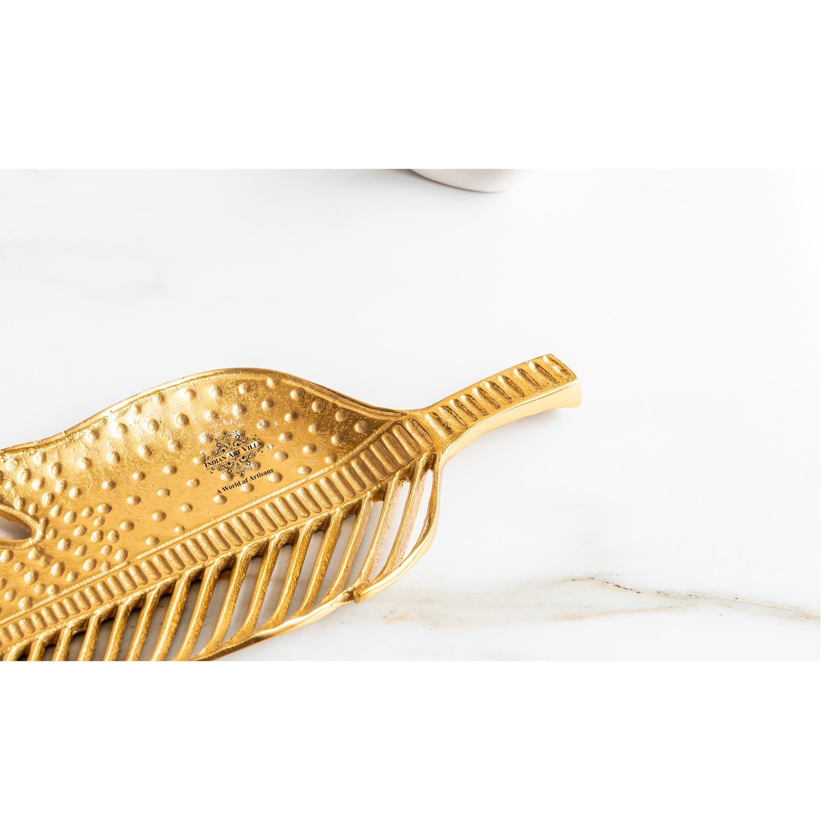 Brass & Antique Lacquer Matt Finish Leaf With Cutting Design Decorative Tray, – Elegant Display Tray, Home Décor Accent, Table Centerpiece