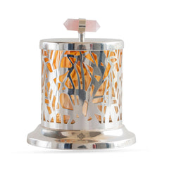 Silver Plated Brass & Glass Jali Cutting Dry Fruit Box, Oval Shaped Decorative Chocolate & Dry Fruit Storage Box