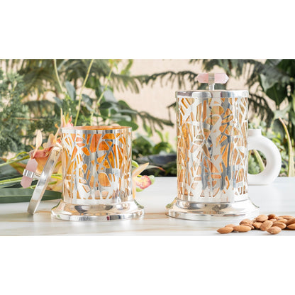 Silver Plated Brass & Glass Jali Cutting Dry Fruit Box, Oval Shaped Decorative Chocolate & Dry Fruit Storage Box