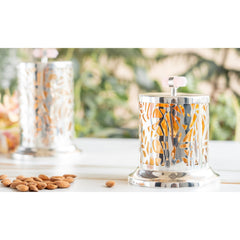 Silver Plated Brass & Glass Jali Cutting Dry Fruit Box, Oval Shaped Decorative Chocolate & Dry Fruit Storage Box