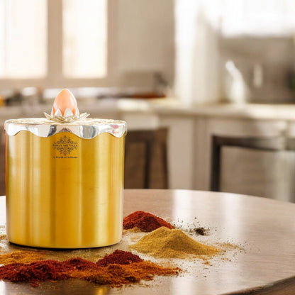 Silver-Plated & Brass Multipurpose Box with Lotus Design Lid, Gold & Silver Finish, Elegant Decorative Box for Dry Fruits, Sweets And Gifting