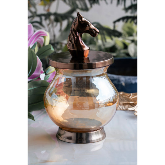 Horse Head Decorative Jar –2000 ML, Handcrafted Luxury Home Décor, Multipurpose Storage