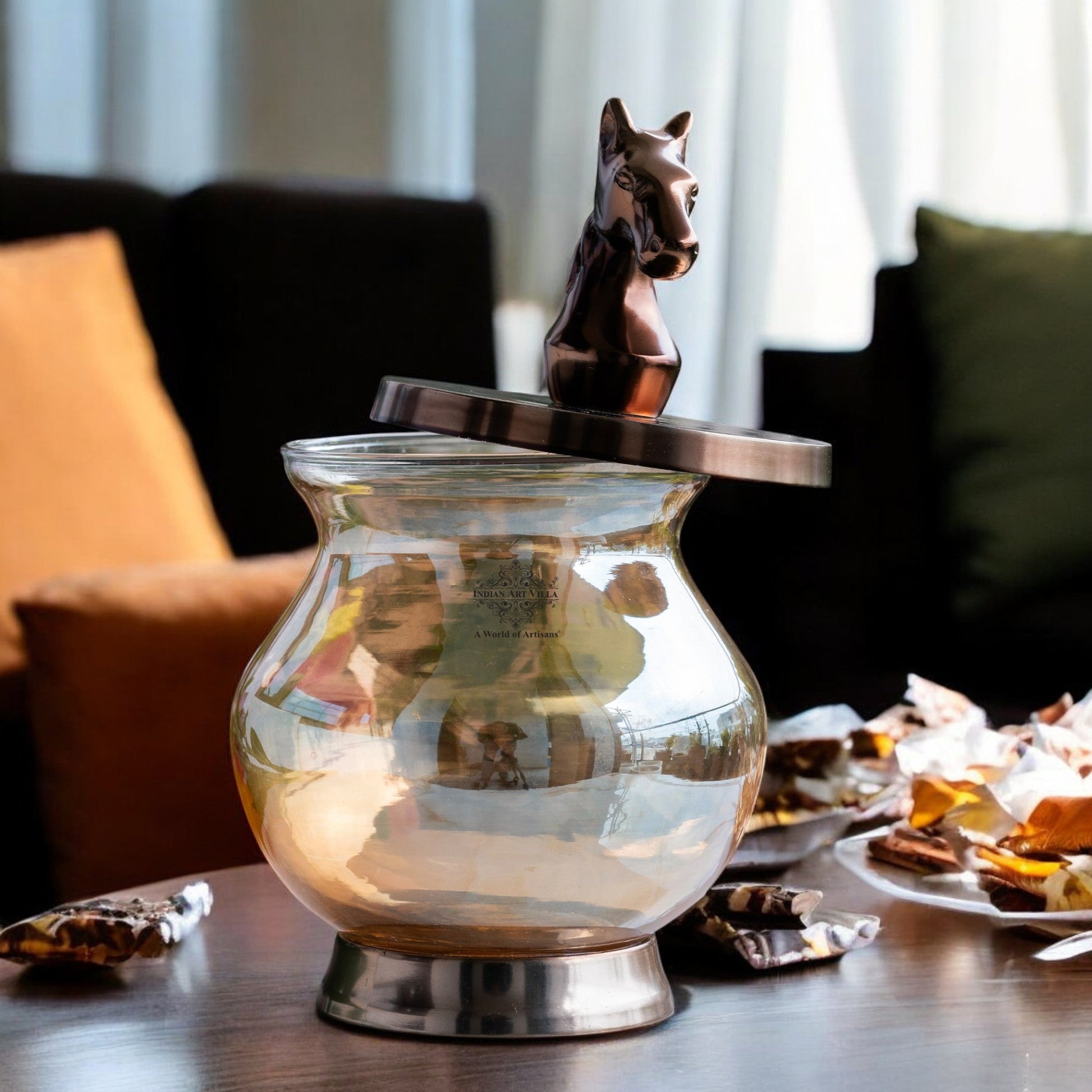 Horse Head Decorative Jar –2000 ML, Handcrafted Luxury Home Décor, Multipurpose Storage