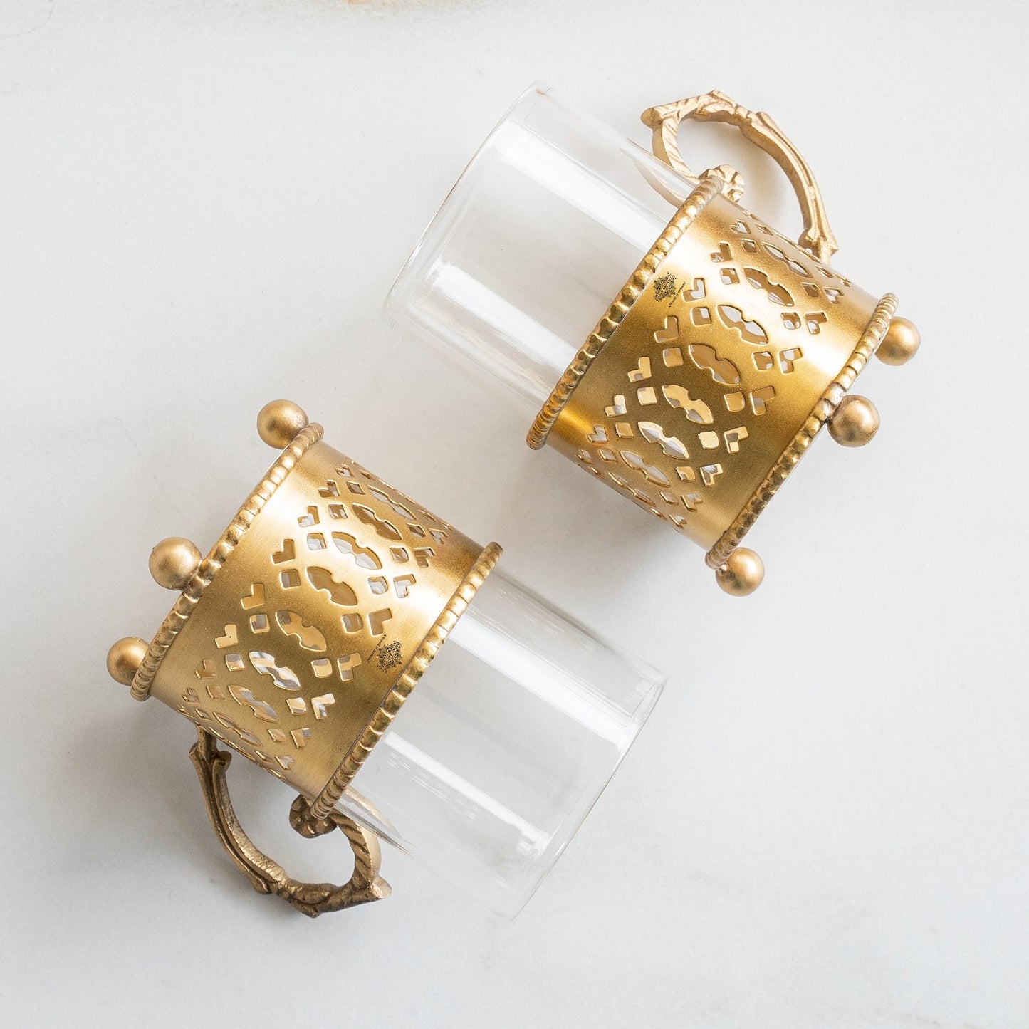 Pure Brass Tea Cup Set of 2 & 4 with Black Velvet Gift Box-170 ML