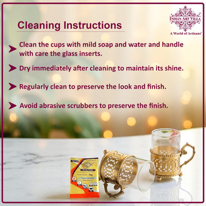 Pure Brass Tea Cup Set of 2 & 4 with Black Velvet Gift Box-170 ML