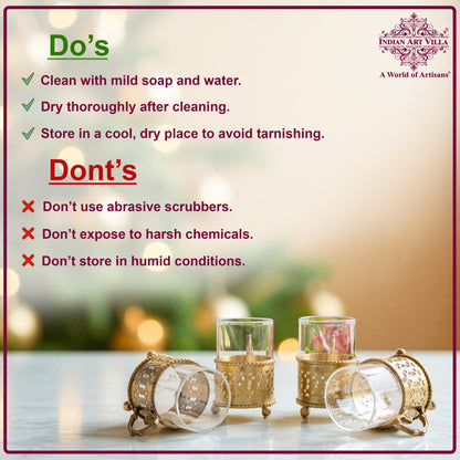 Pure Brass Tea Cup Set of 2 & 4 with Black Velvet Gift Box-170 ML