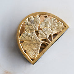 Brass Finish Embossed Flower Design Napkin Holder – Elegant Decorative Tissue Organizer for Home, Office, and Gifting