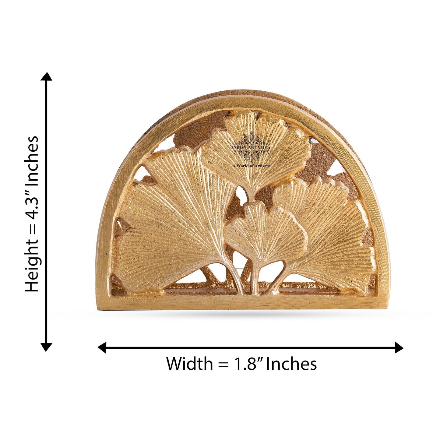 Brass Finish Embossed Flower Design Napkin Holder – Elegant Decorative Tissue Organizer for Home, Office, and Gifting