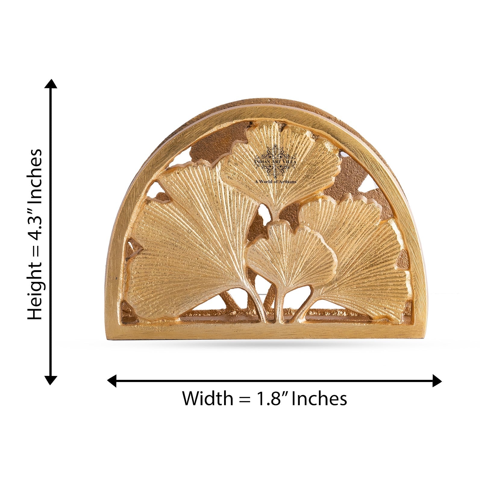 Brass Finish Embossed Flower Design Napkin Holder – Elegant Decorative Tissue Organizer for Home, Office, and Gifting