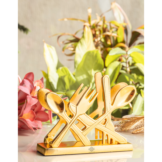 Gold Finish Napkin/Tissue Paper Holder – Elegant Cutlery Design, Decorative Table Accessory for Home, Office, Restaurants, and Gifting