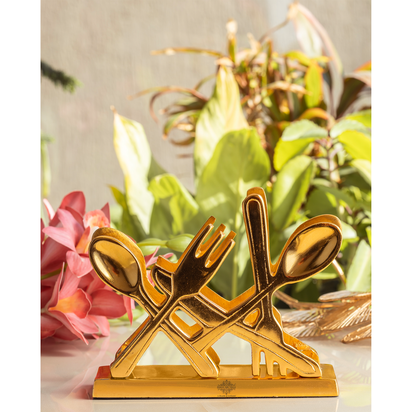 Gold Finish Napkin/Tissue Paper Holder – Elegant Cutlery Design, Decorative Table Accessory for Home, Office, Restaurants, and Gifting