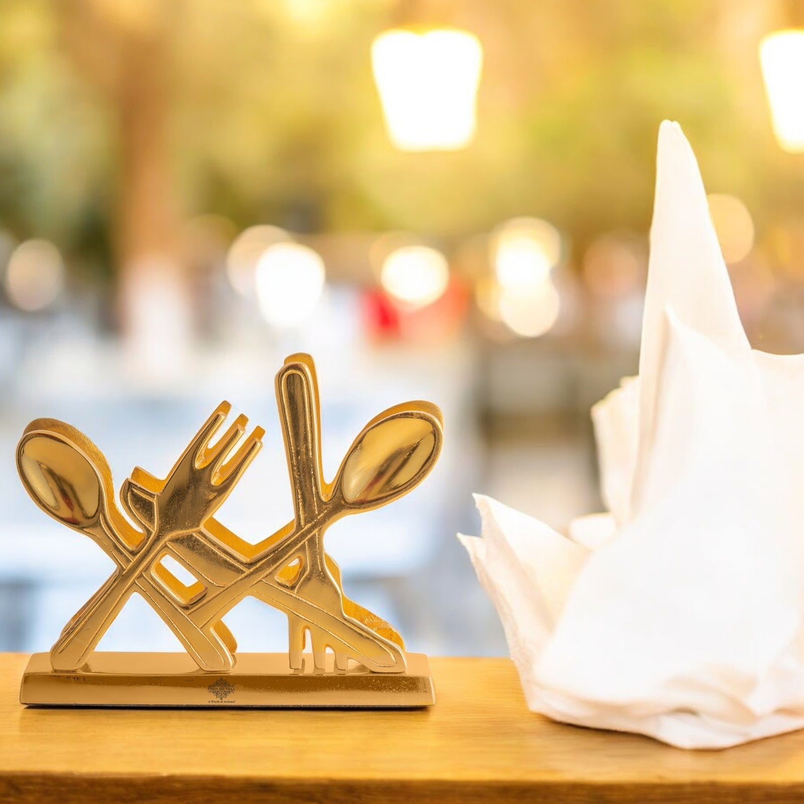 Gold Finish Napkin/Tissue Paper Holder – Elegant Cutlery Design, Decorative Table Accessory for Home, Office, Restaurants, and Gifting