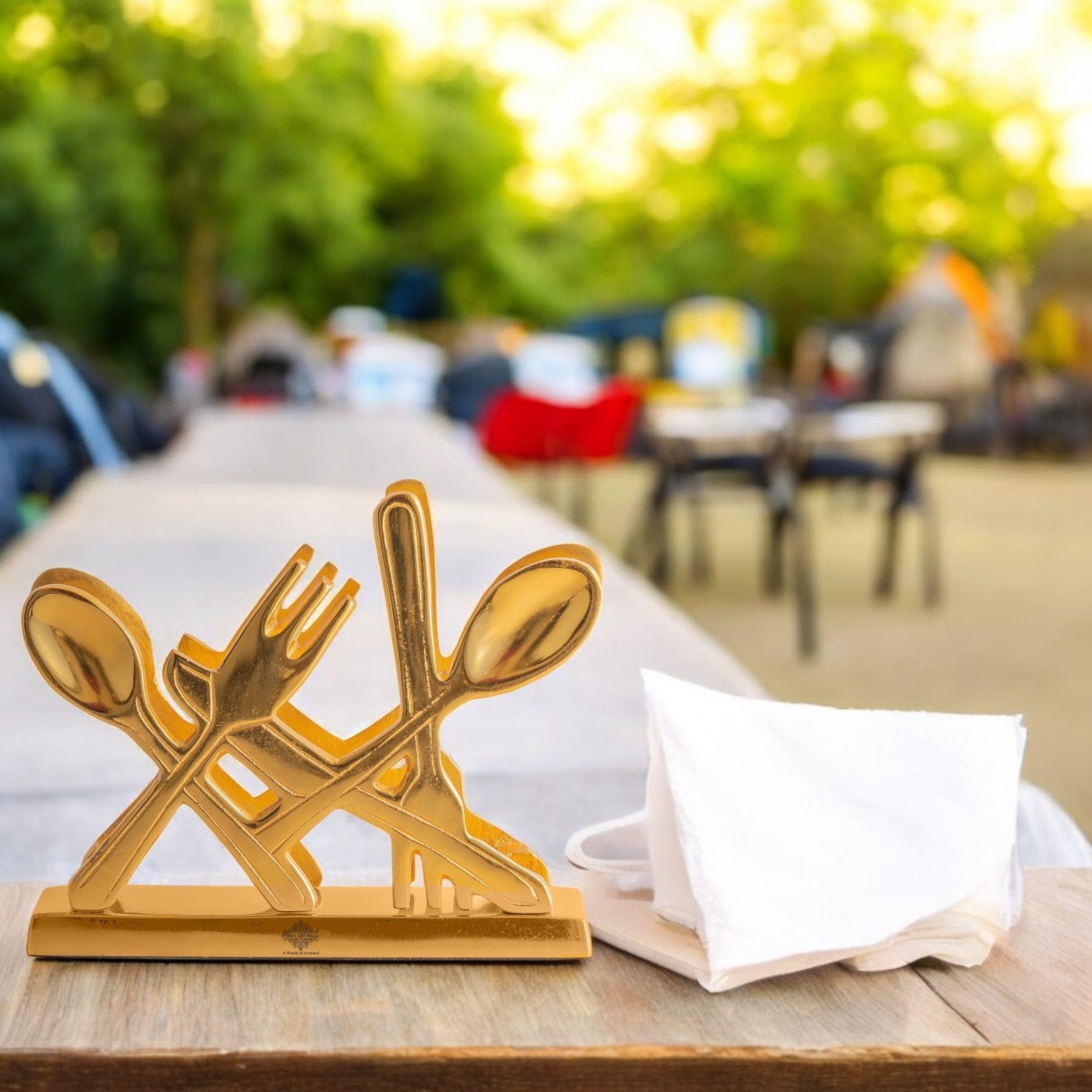 Gold Finish Napkin/Tissue Paper Holder – Elegant Cutlery Design, Decorative Table Accessory for Home, Office, Restaurants, and Gifting