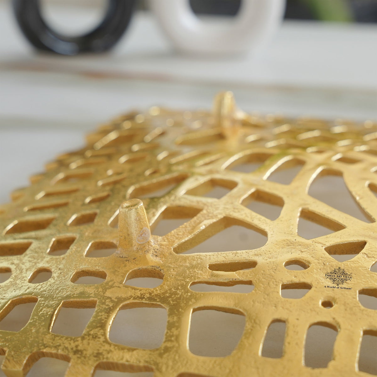 Brass Finish Decorative Aluminium Centerpiece Platter