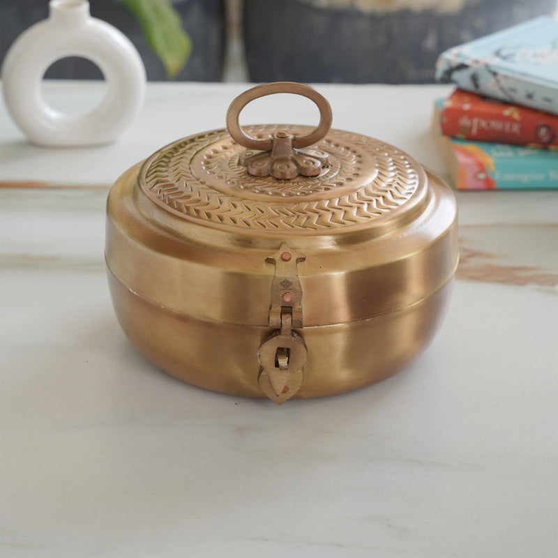 Brass Jewellery Box With Antique Matt Finish