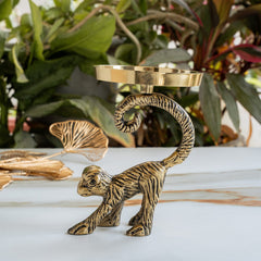Brass Finish Aluminium Monkey Showpiece