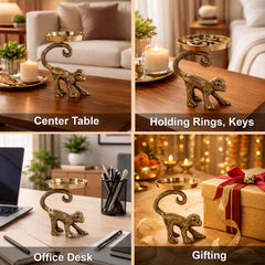 Brass Finish Aluminium Monkey Showpiece