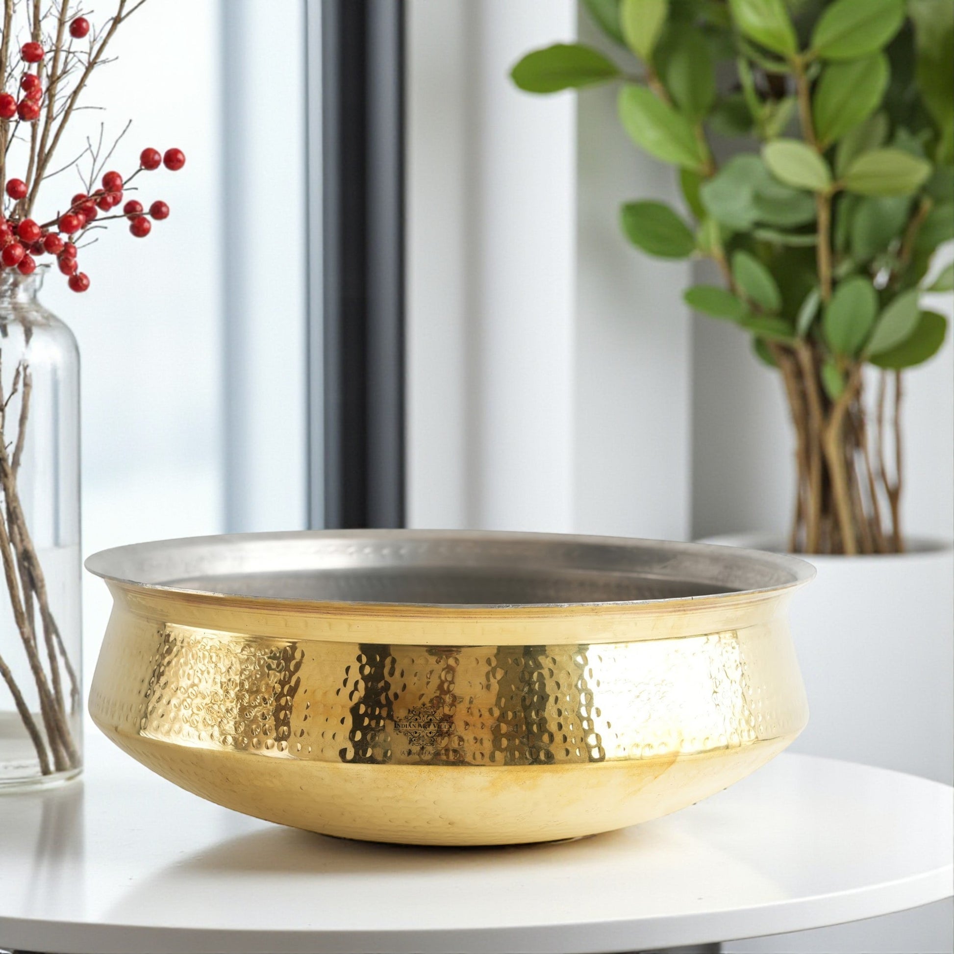 Brass Lagan Handi with Tin Lining for Cooking and Serving